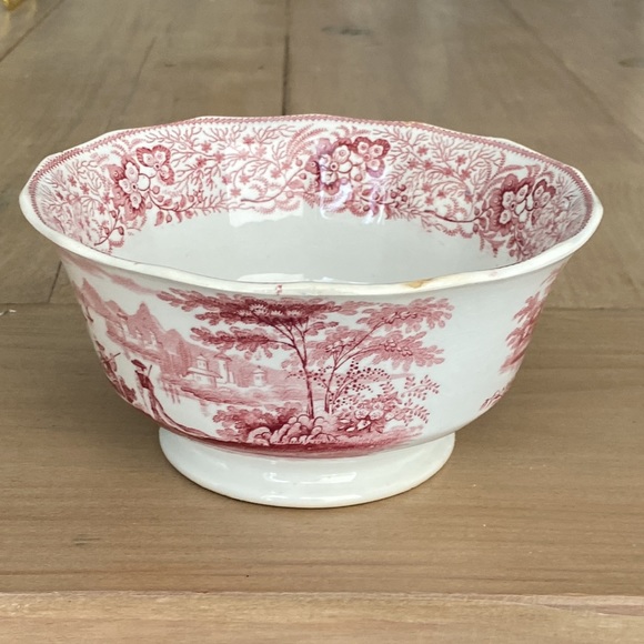 Antique T&J Mayer Longport NONPAREIL Red Pink Bowl - Picture 4 of 11